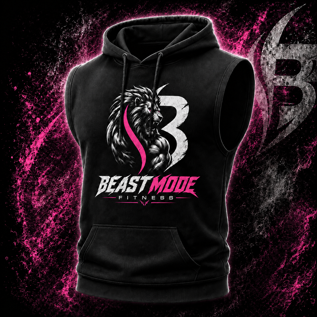 Black Sleeveless Fitness Hoodie