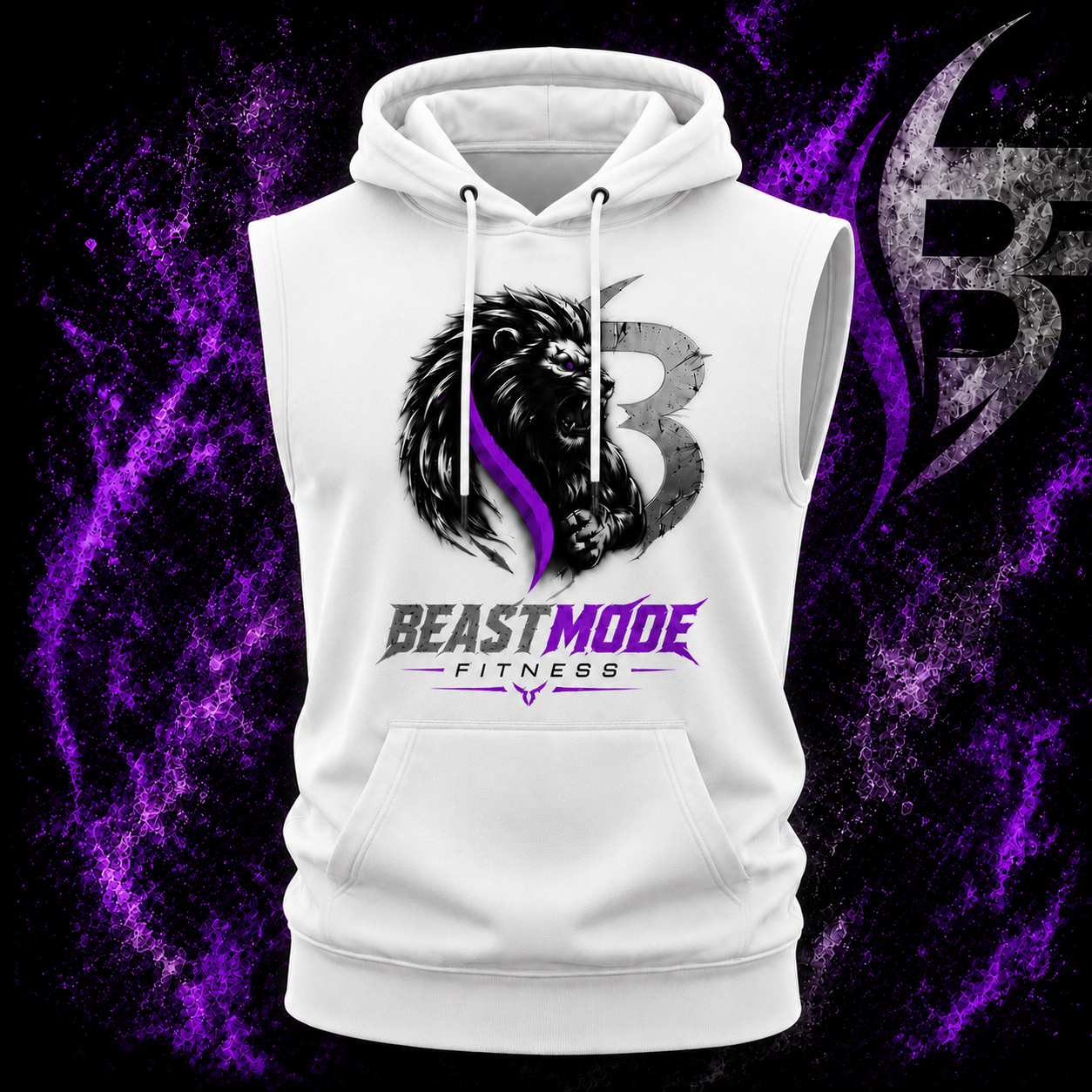 White Sleeveless Fitness Hoodie