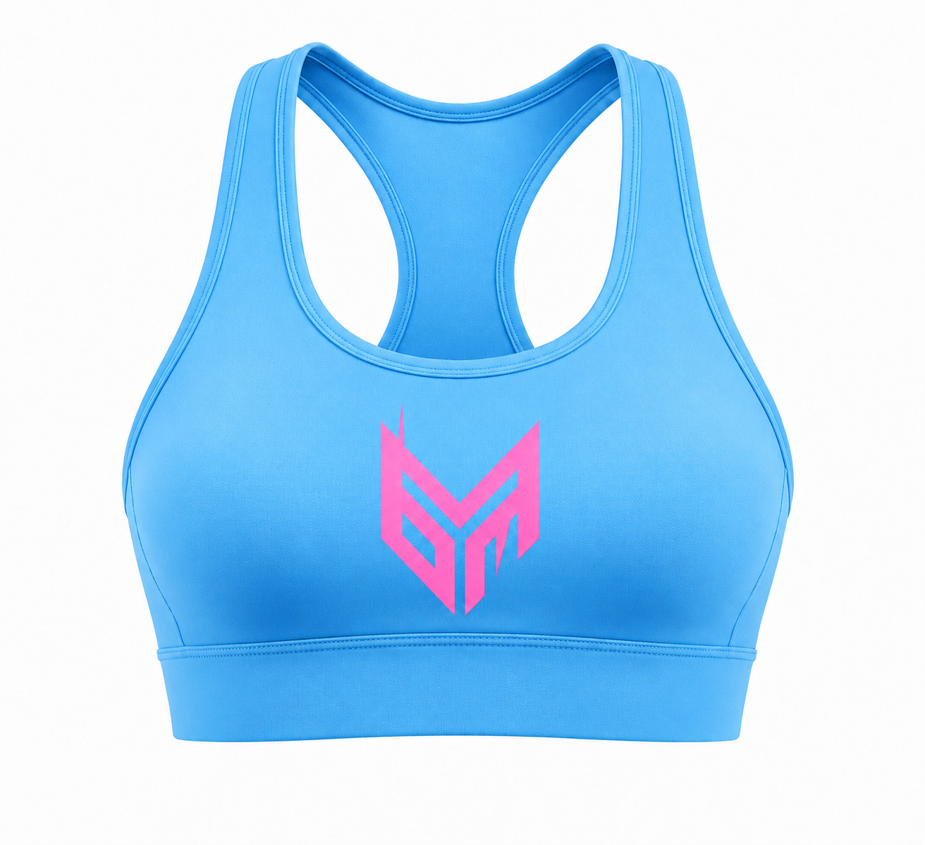 Sky Blue and Pink Logo Activewear Top
