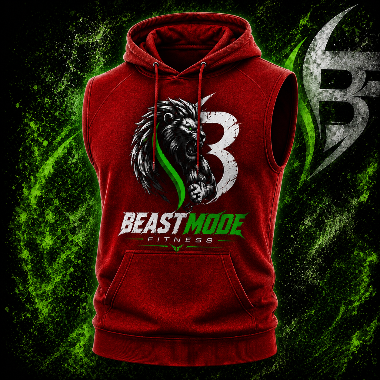 Red Sleeveless Fitness Hoodie
