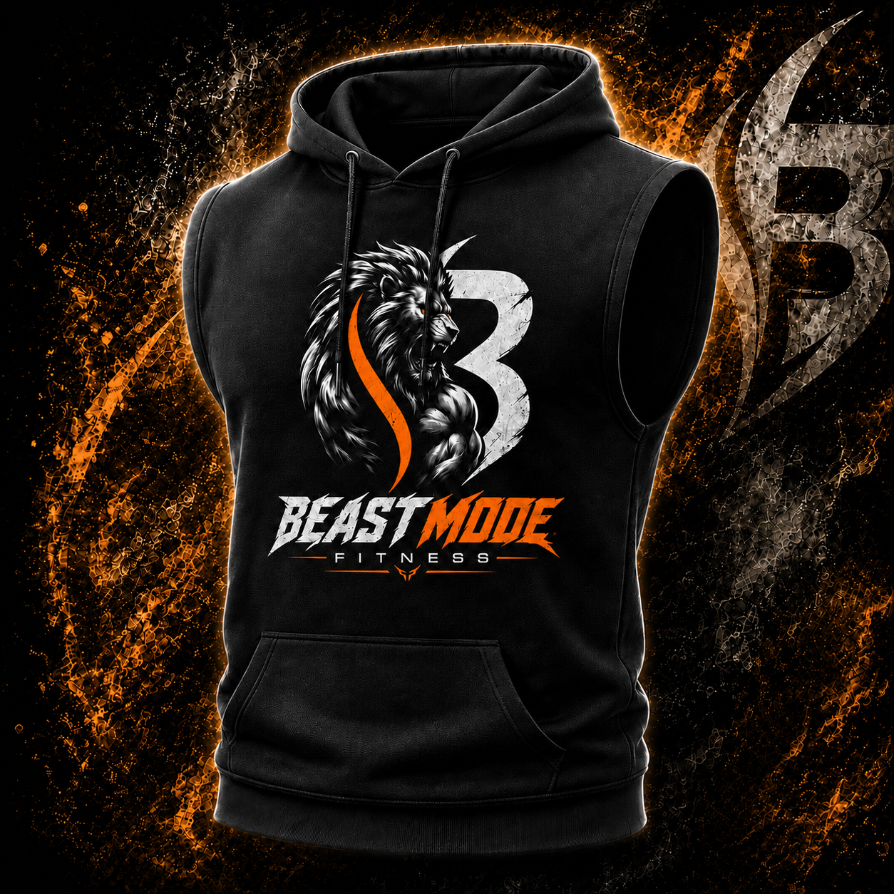 Black Sleeveless Fitness Hoodie