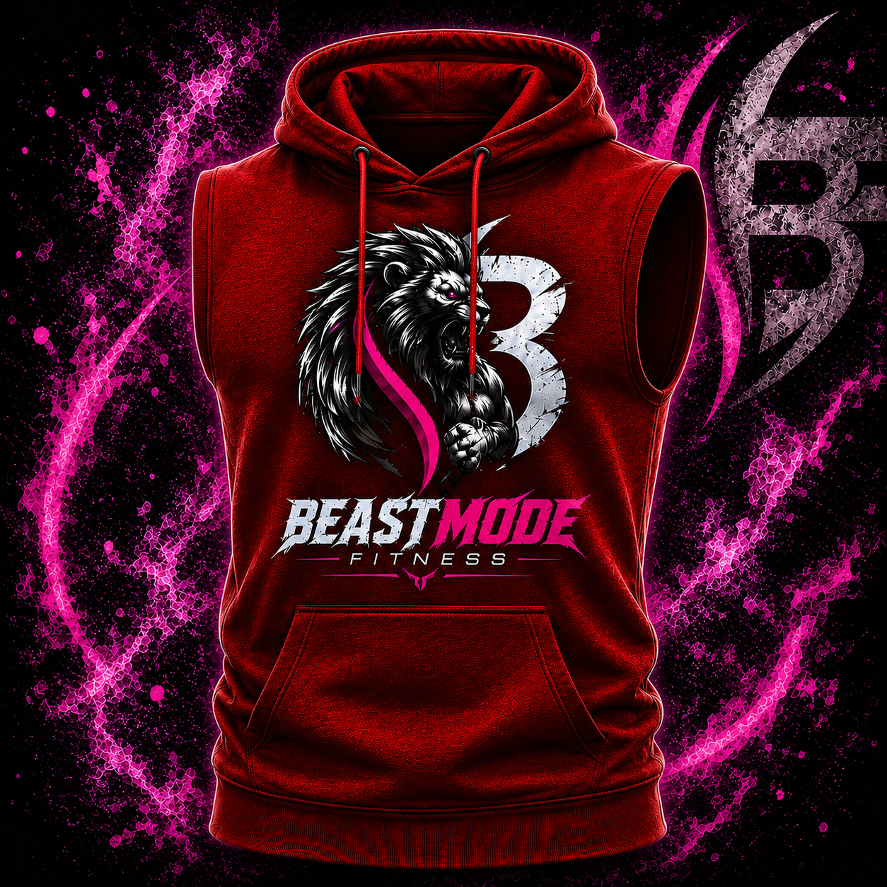 Red Sleeveless Fitness Hoodie