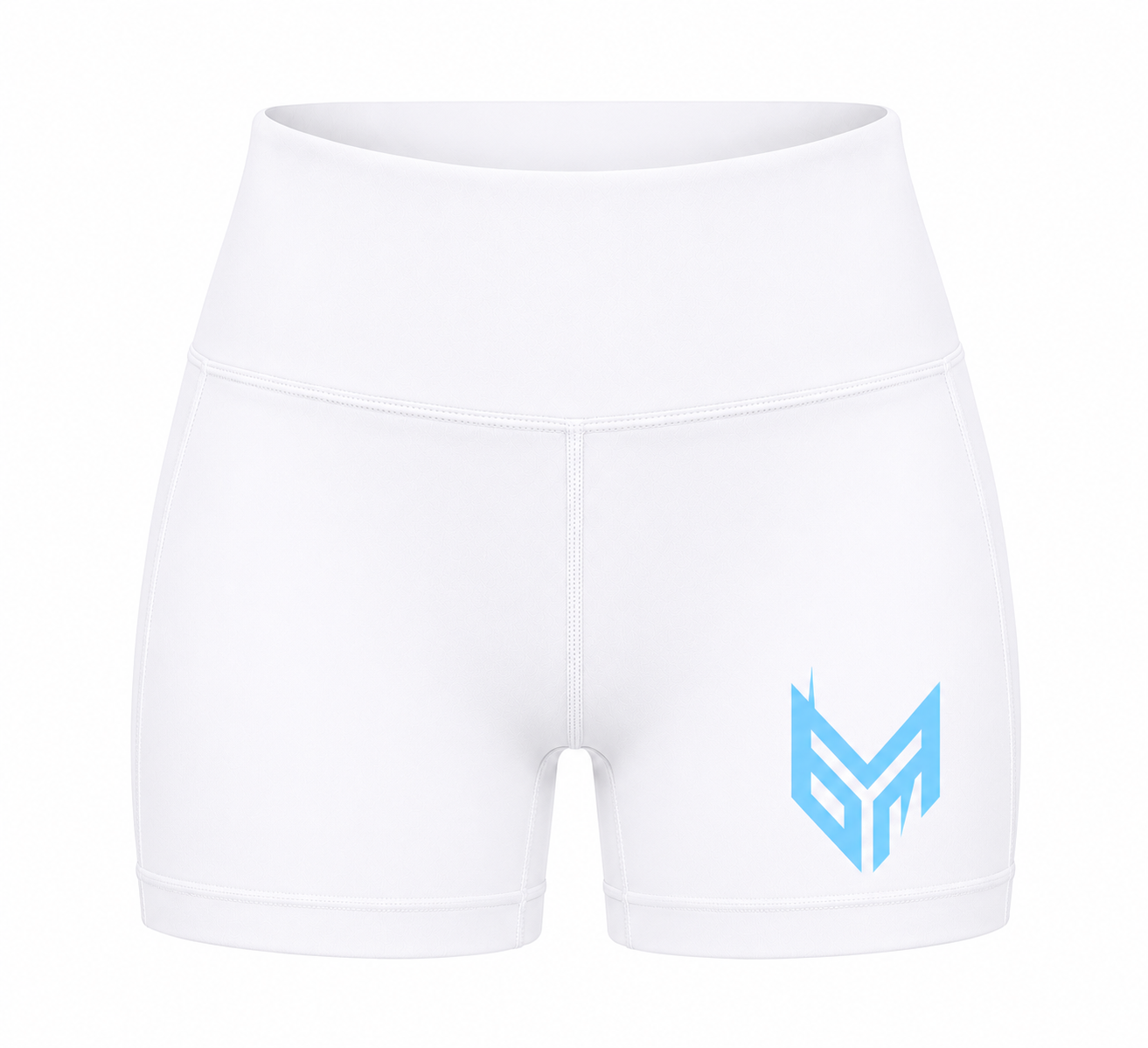 White and Sky Blue Activewear Shorts