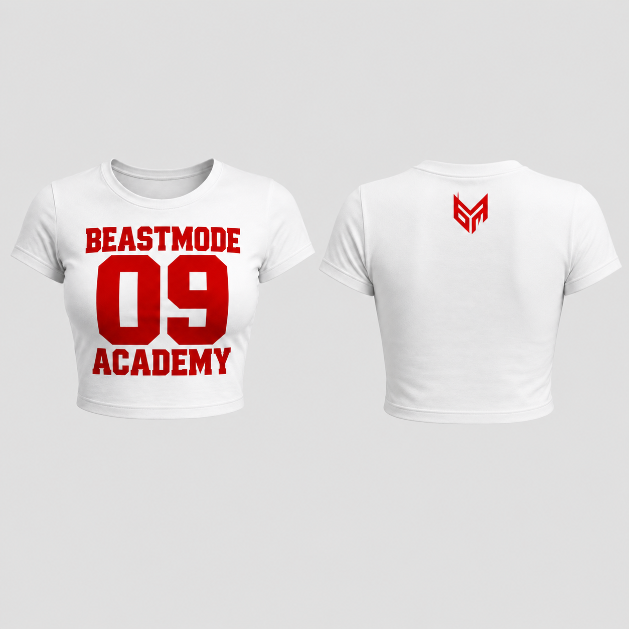 White and Red Beastmode crop top