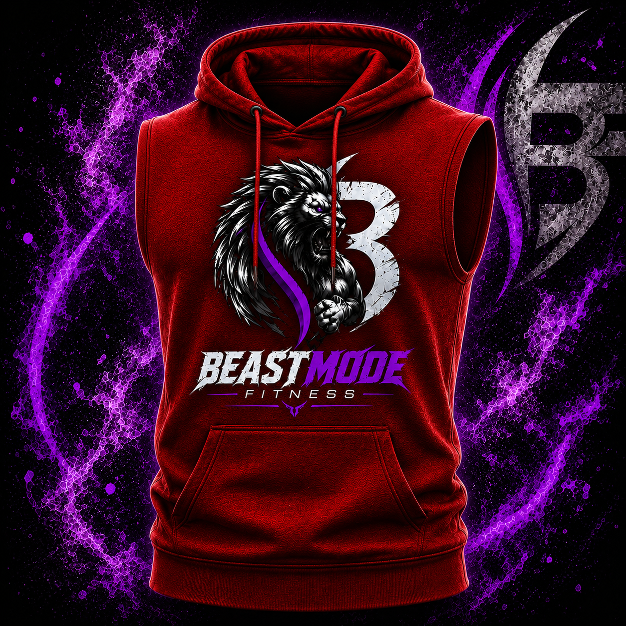 Red Sleeveless Fitness Hoodie
