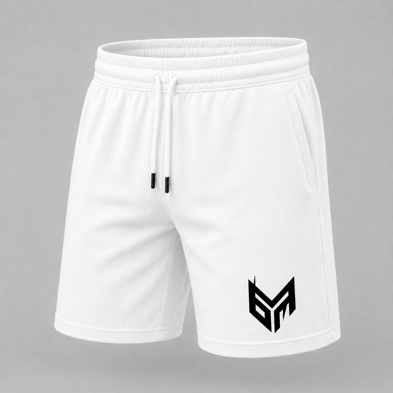 White and Black Logo Shorts