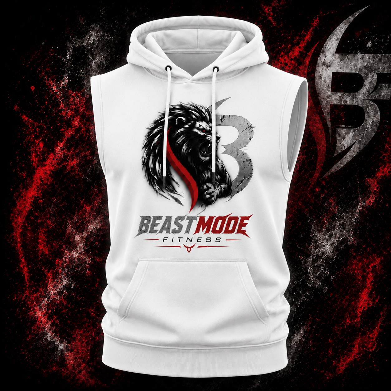 White Sleeveless Fitness Hoodie