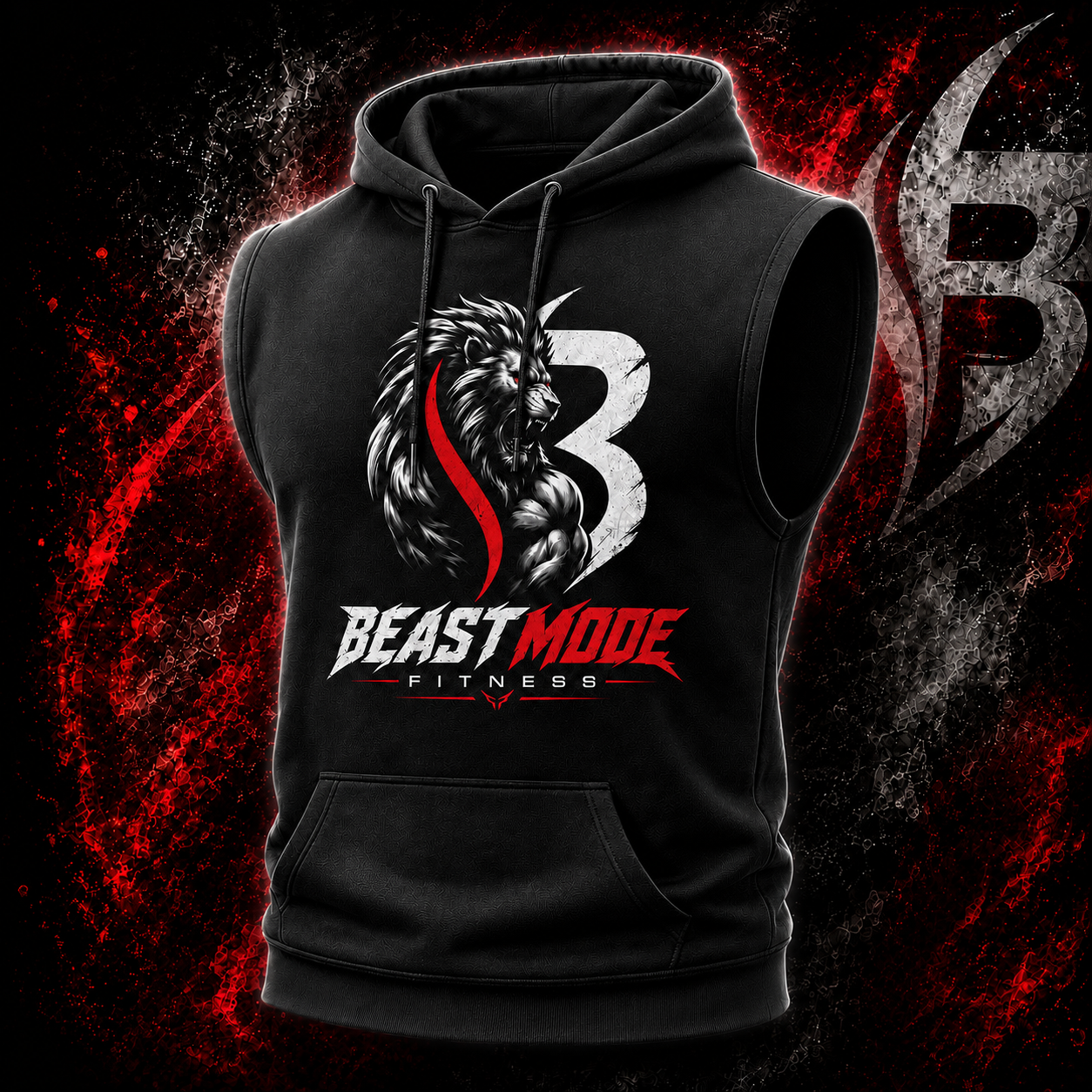 Black Sleeveless Fitness Hoodie