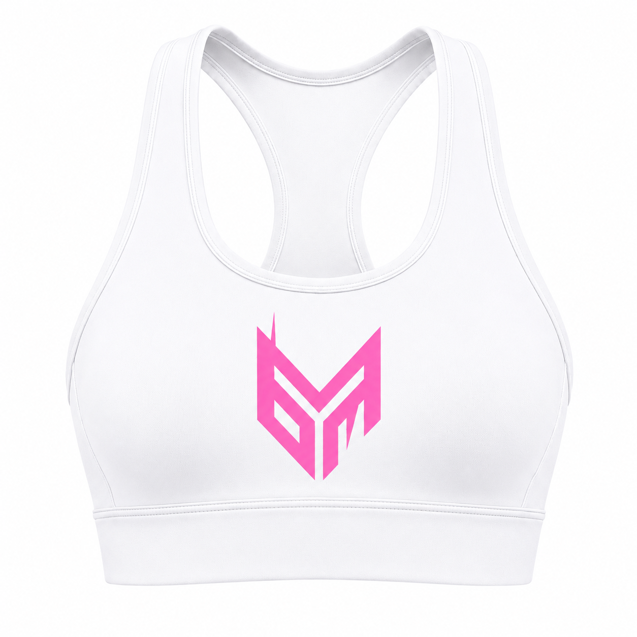 White and Pink Logo Activewear Tops