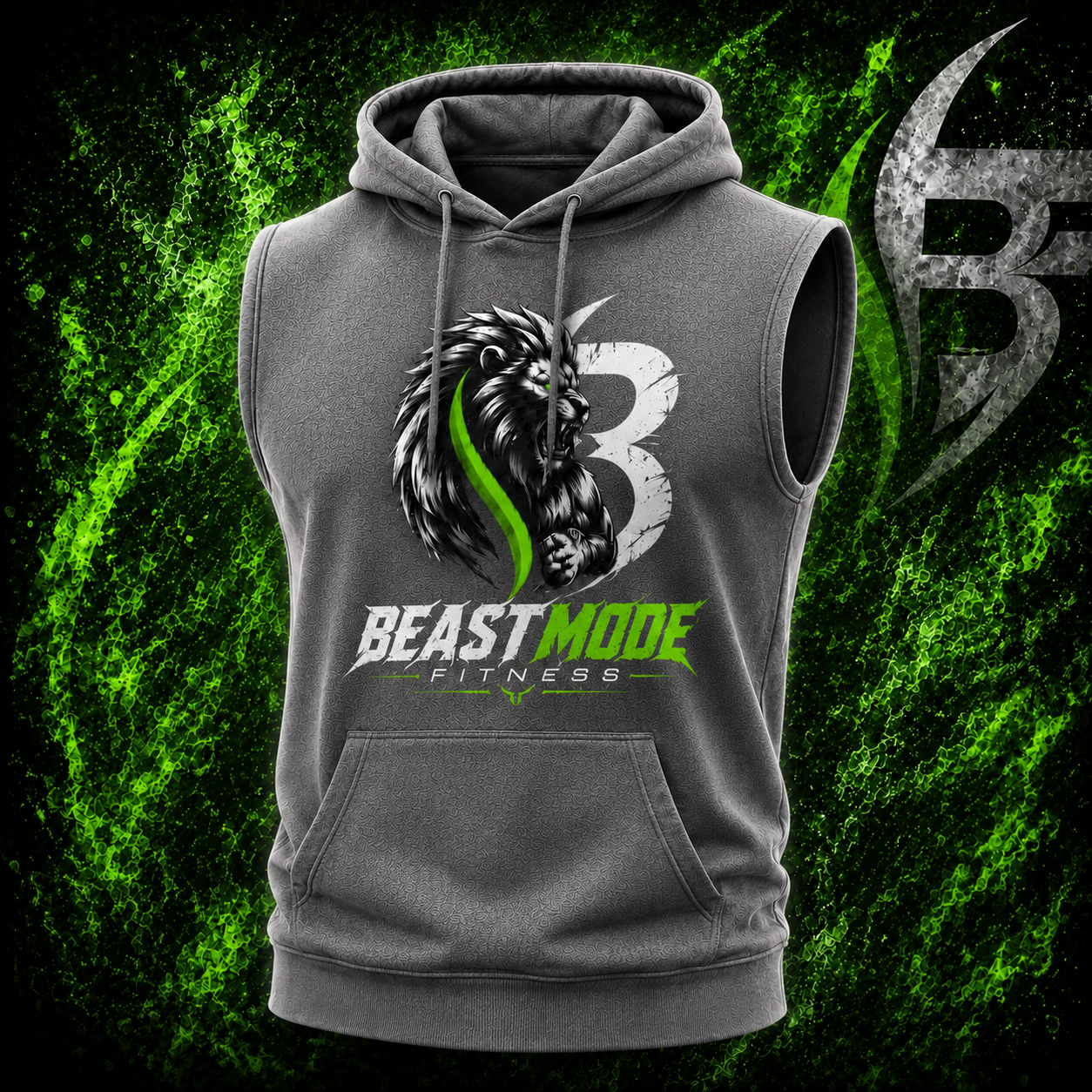 Grey Sleeveless Fitness Hoodie