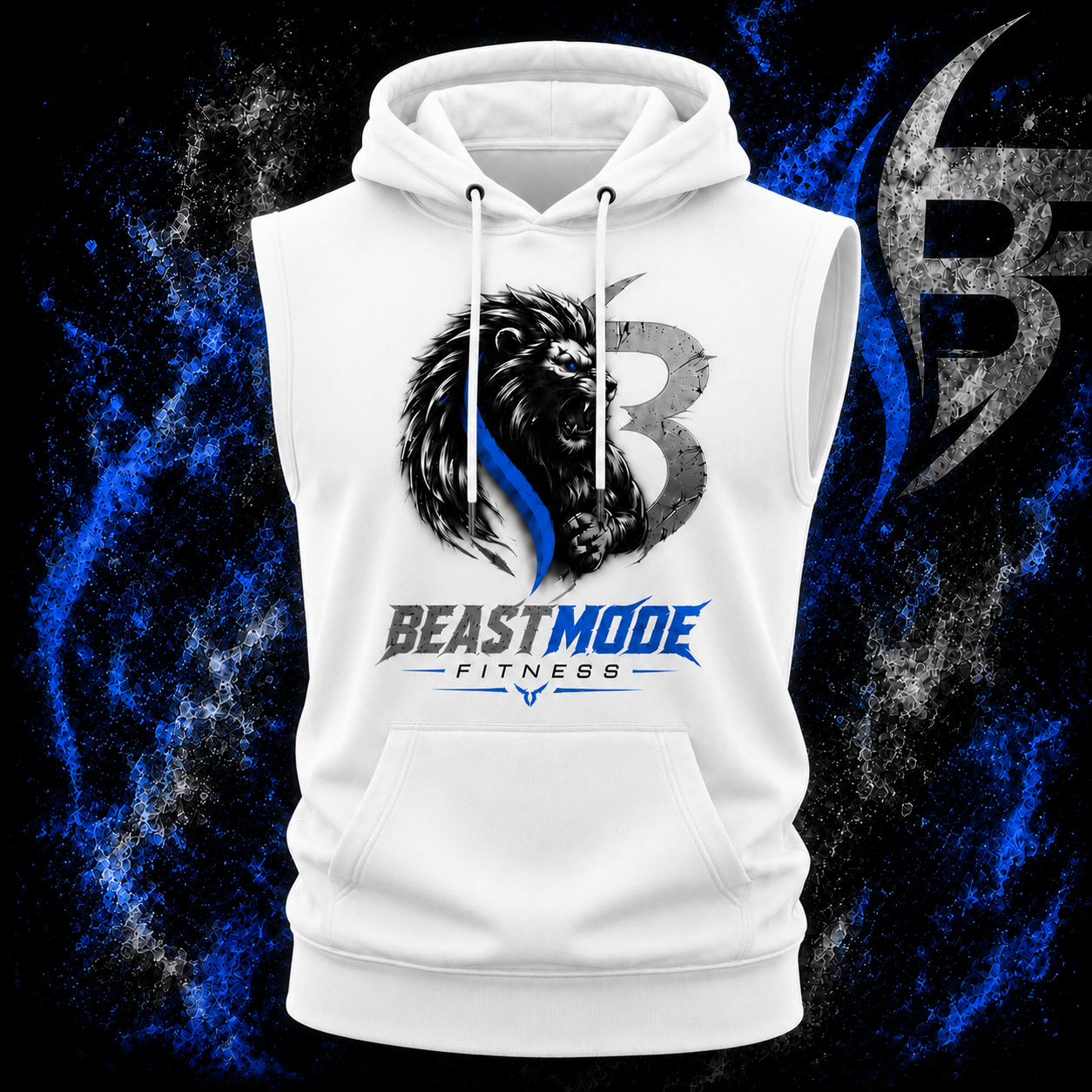 White Sleeveless Fitness Hoodie
