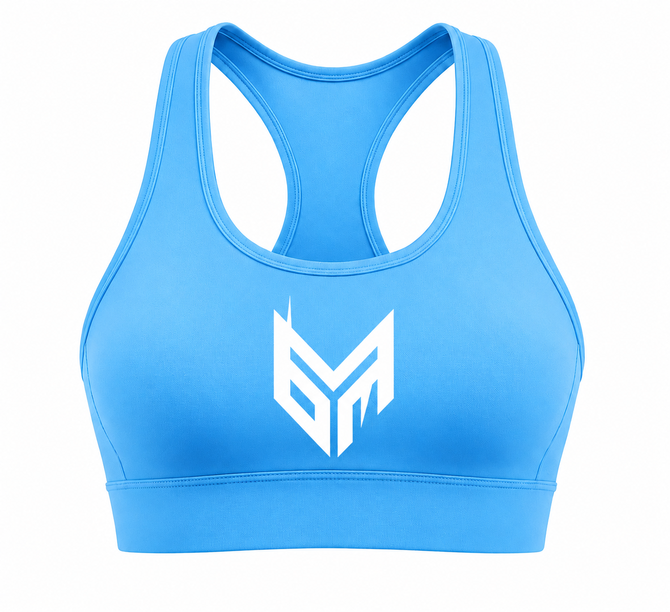 Sky Blue and White Logo Activewear Top
