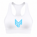 White and Sky Blue Logo Activewear Top