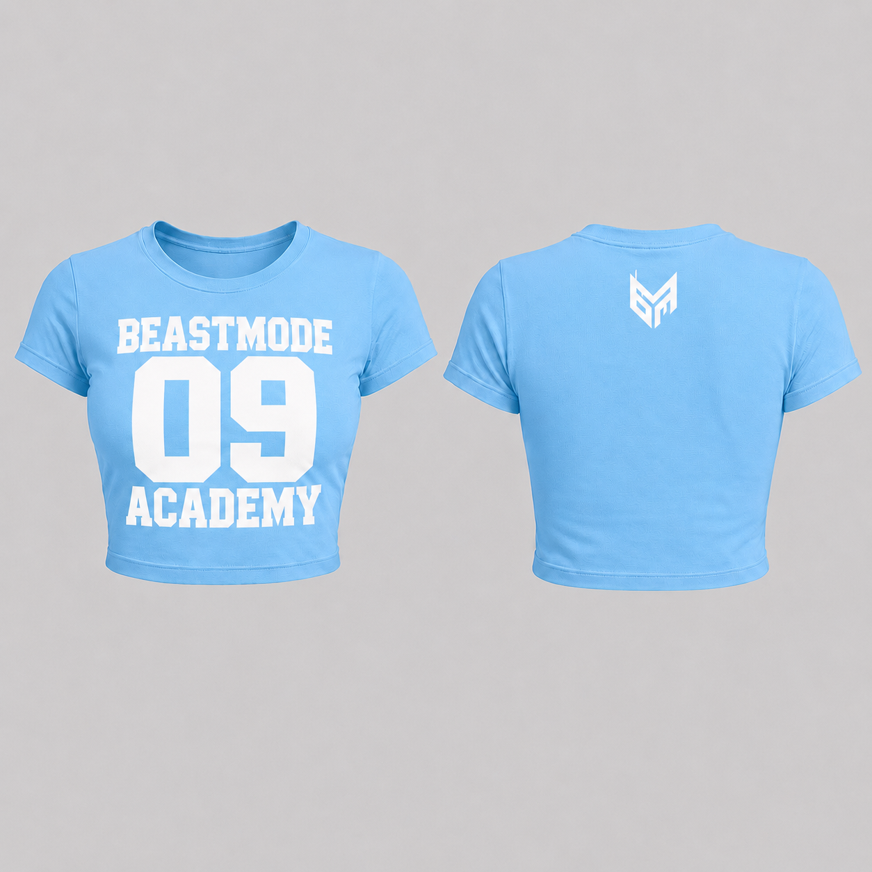 Sky Blue and White Beastmode crop top