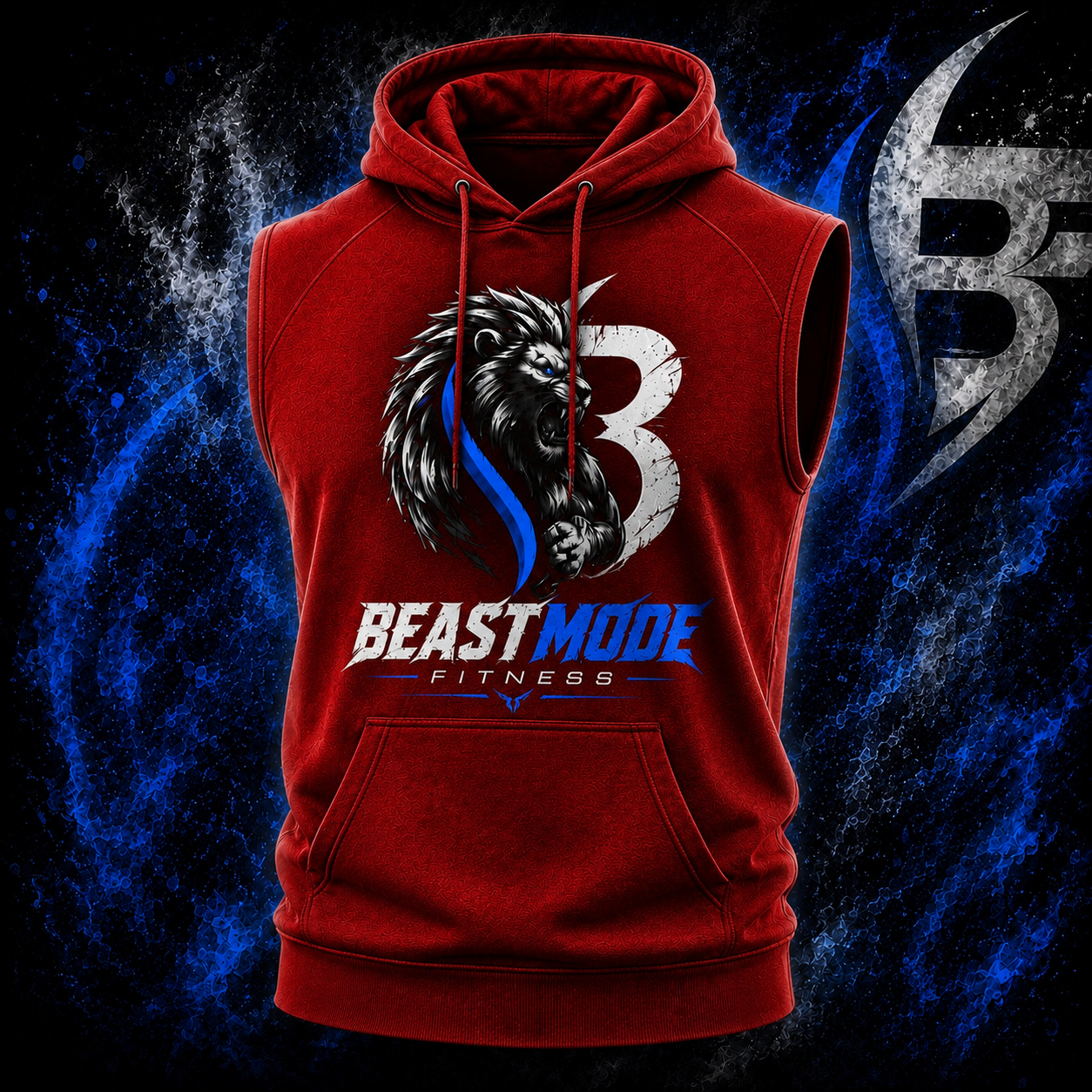 Red Sleeveless Fitness Hoodie