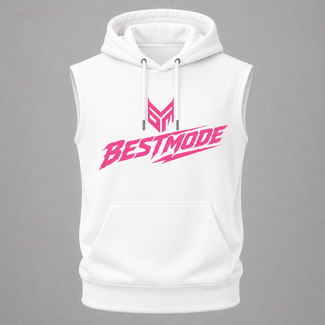White and Pink sleeveless hoodie