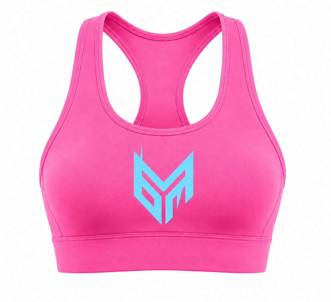 Pink and Sky Blue Logo Activewear Tops