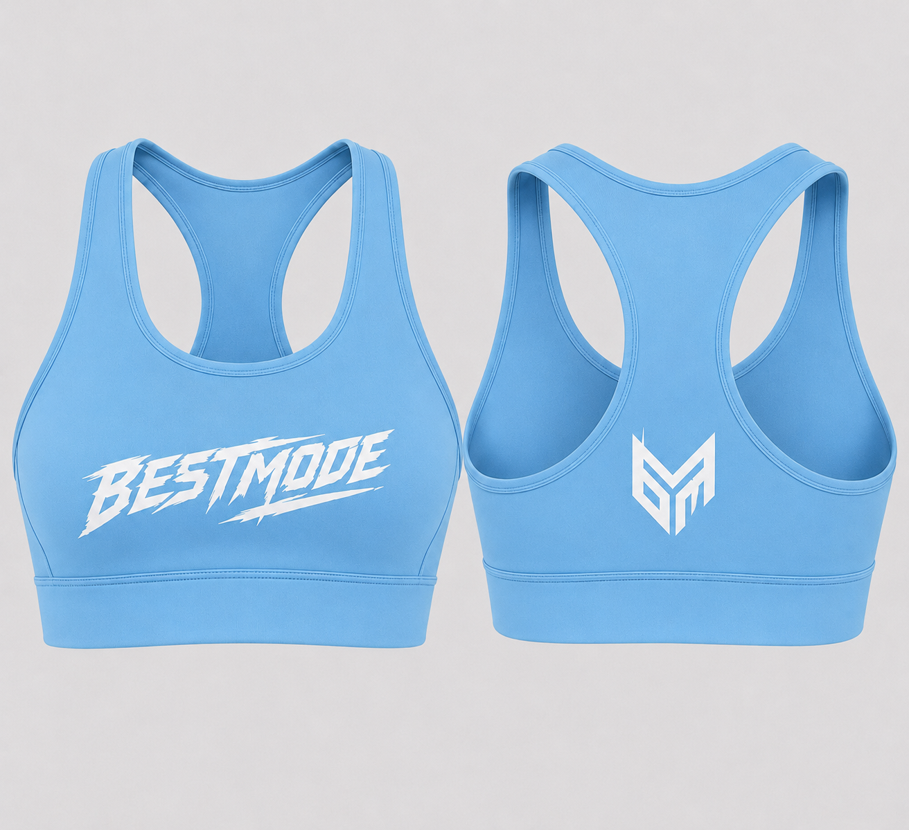 Sky Blue and White Activewear Tops