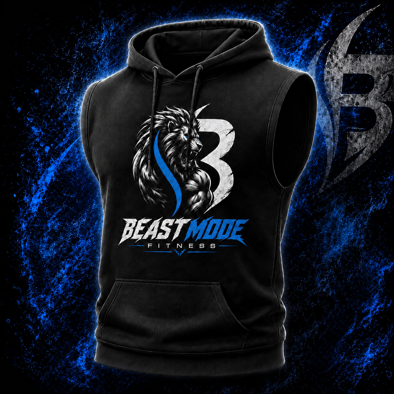 Black Sleeveless Fitness Hoodie