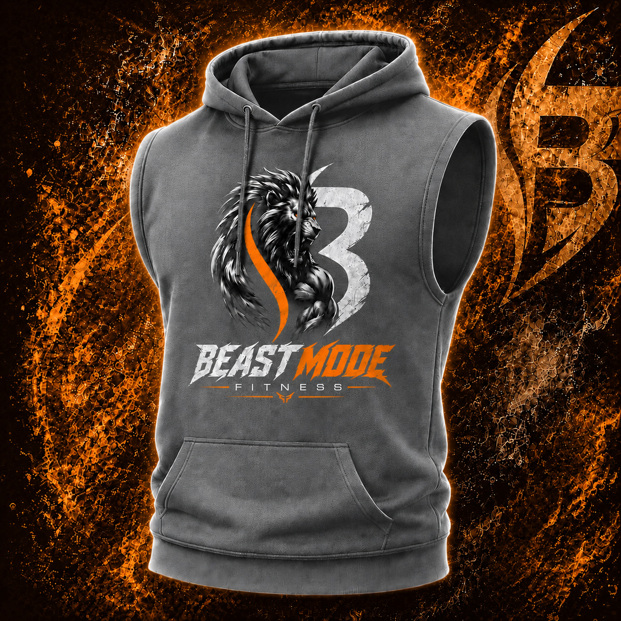 Grey Sleeveless Fitness Hoodie