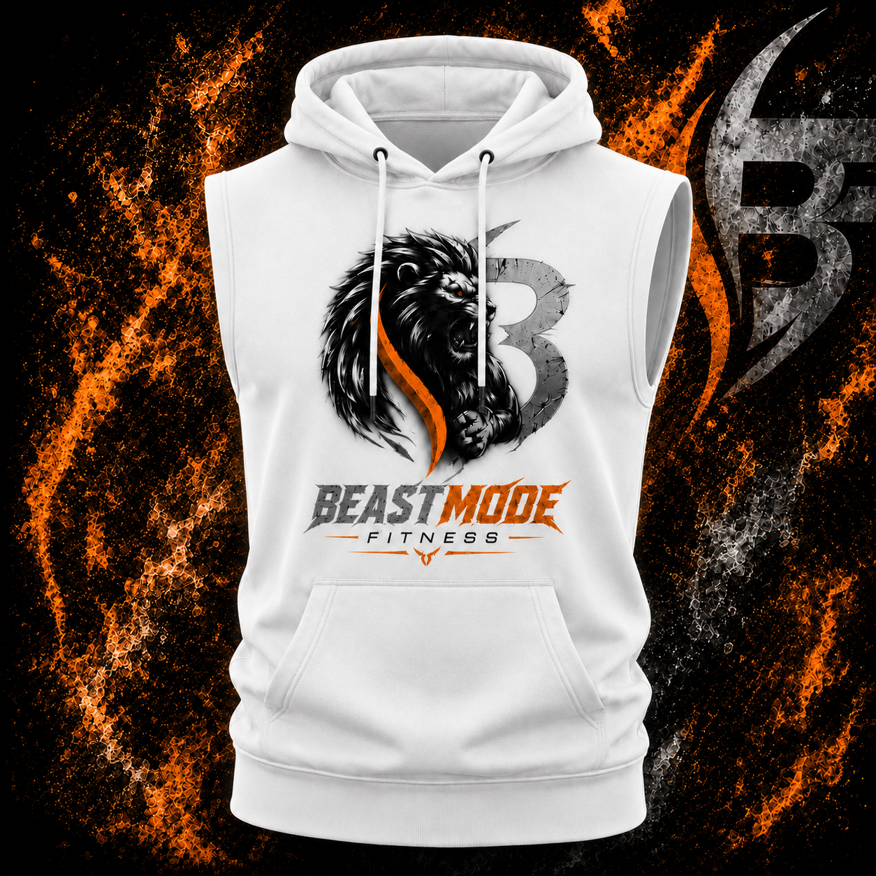 White Sleeveless Fitness Hoodie