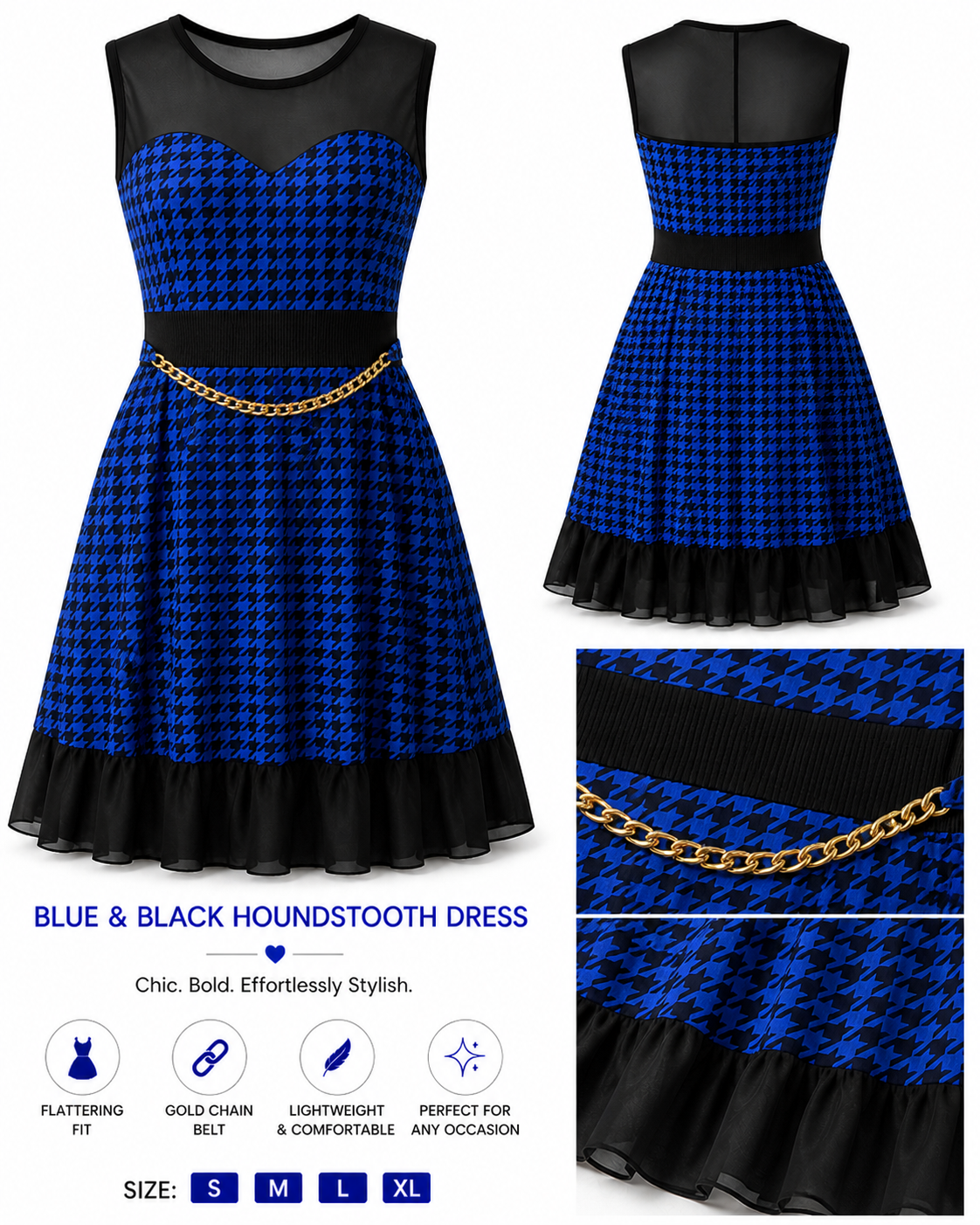 Houndstooth Fit & Flare Dress