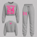 Grey and Pink Academy Crop Top Sweatsuit
