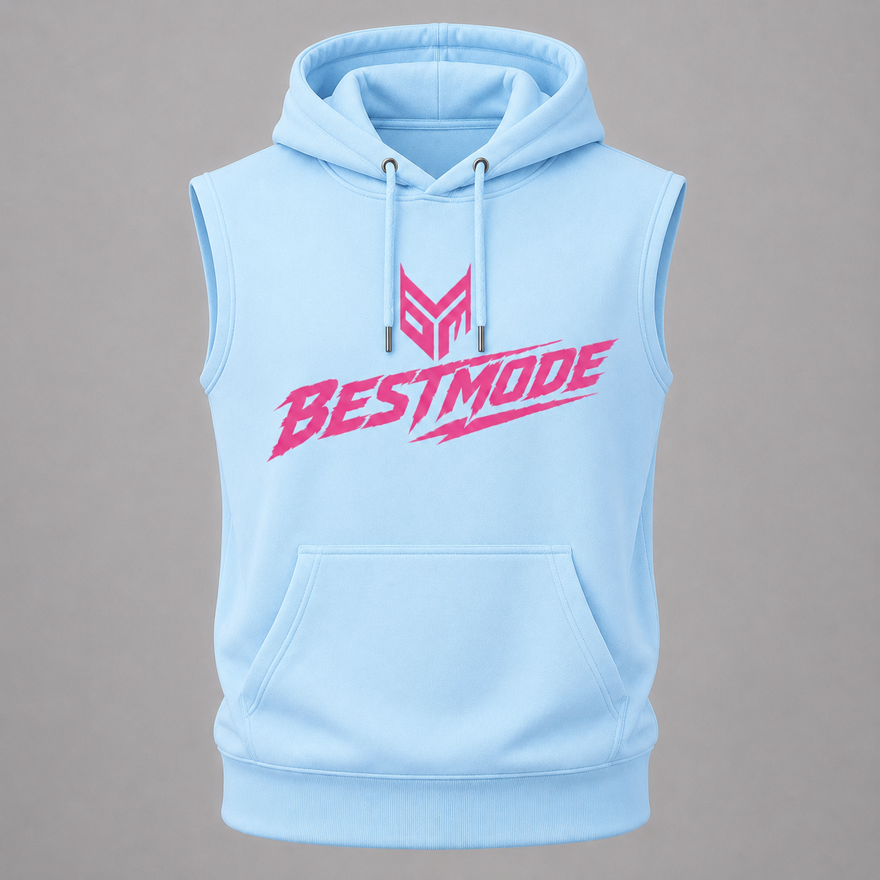 Sky Blue and Pink sleeveless hoodie
