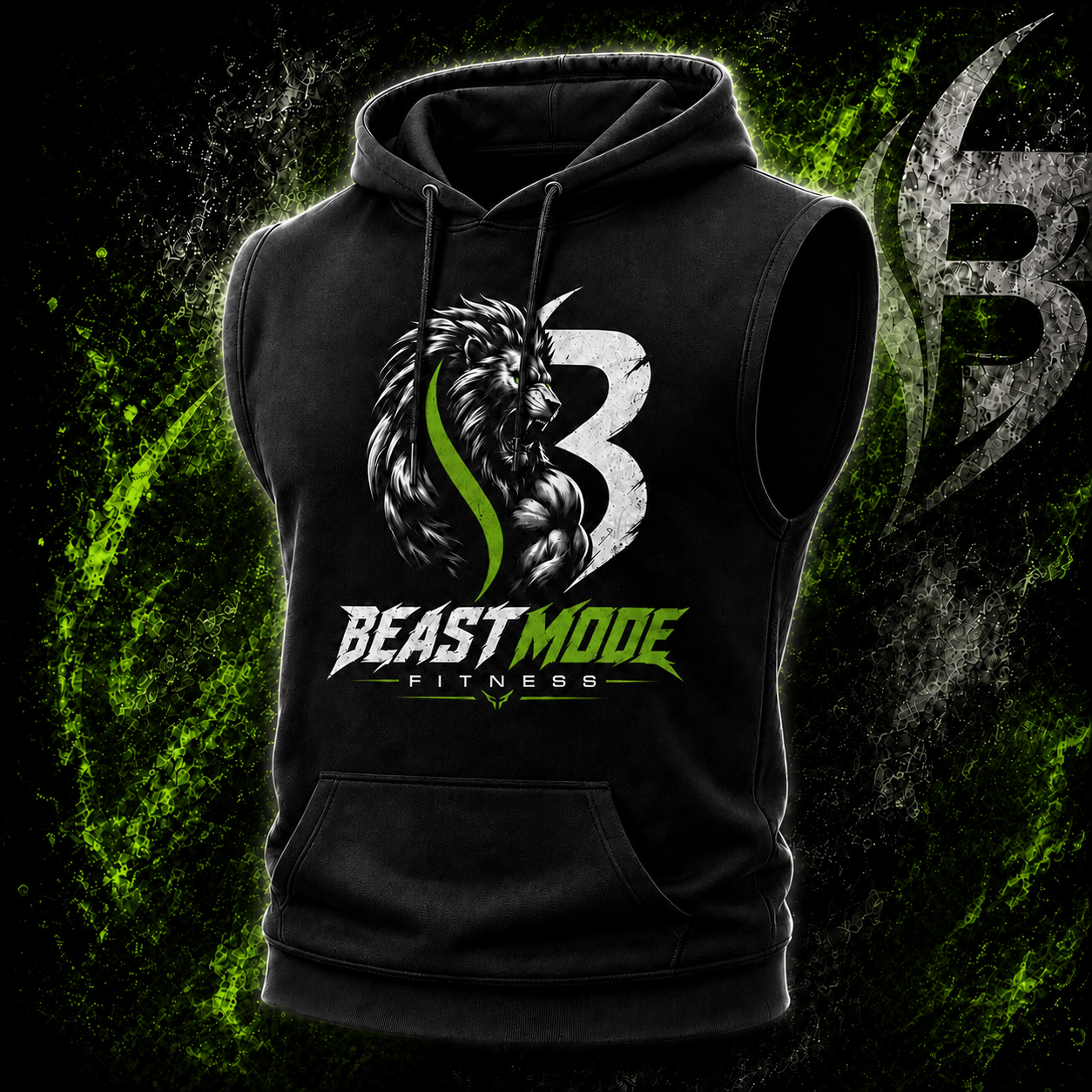 Black Sleeveless Fitness Hoodie