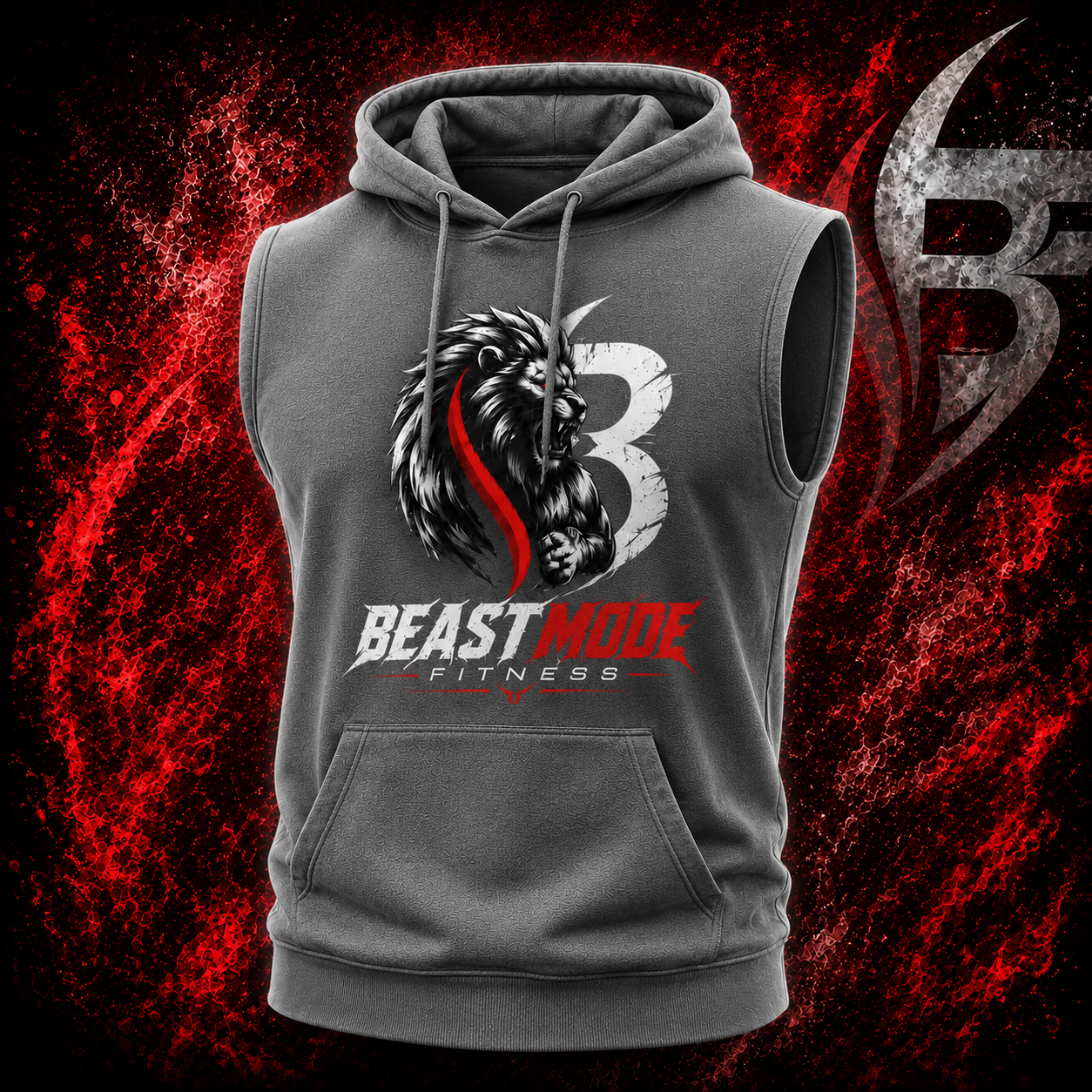 Grey Sleeveless Fitness Hoodie