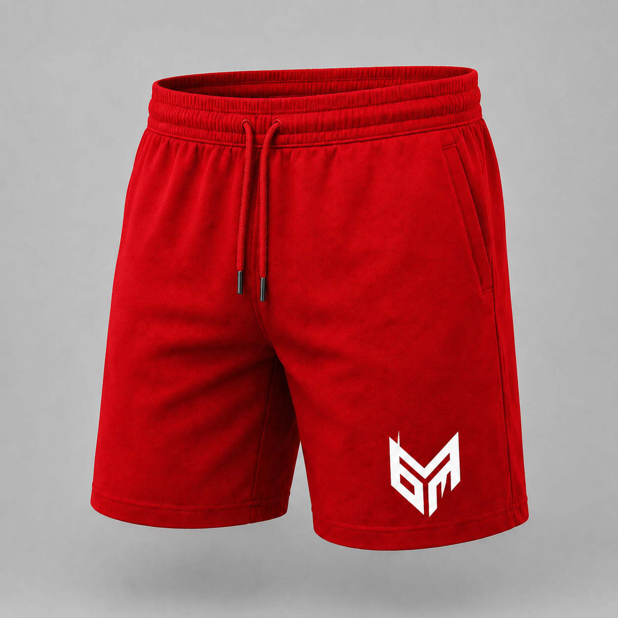 Red and White Logo Shorts