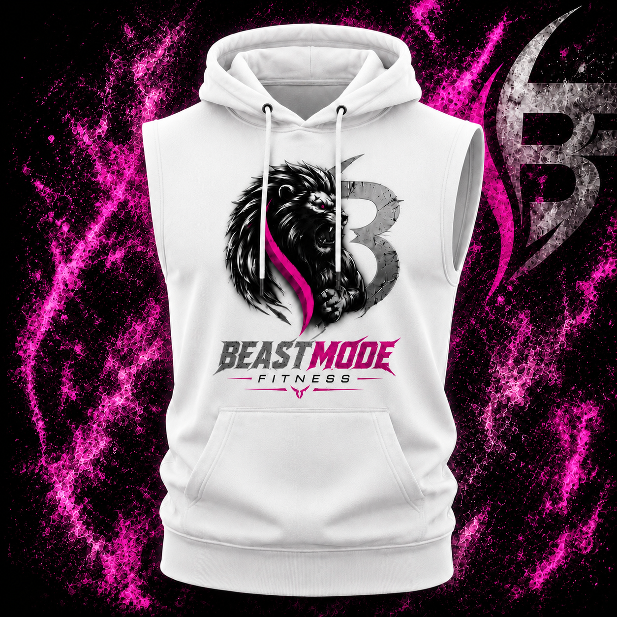 White Sleeveless Fitness Hoodie