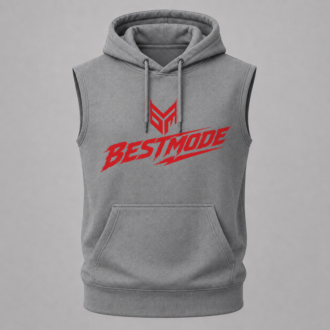Grey and Red Sleeveless Pullover
