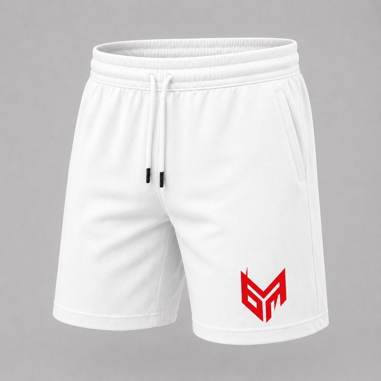White and Red Logo Shorts