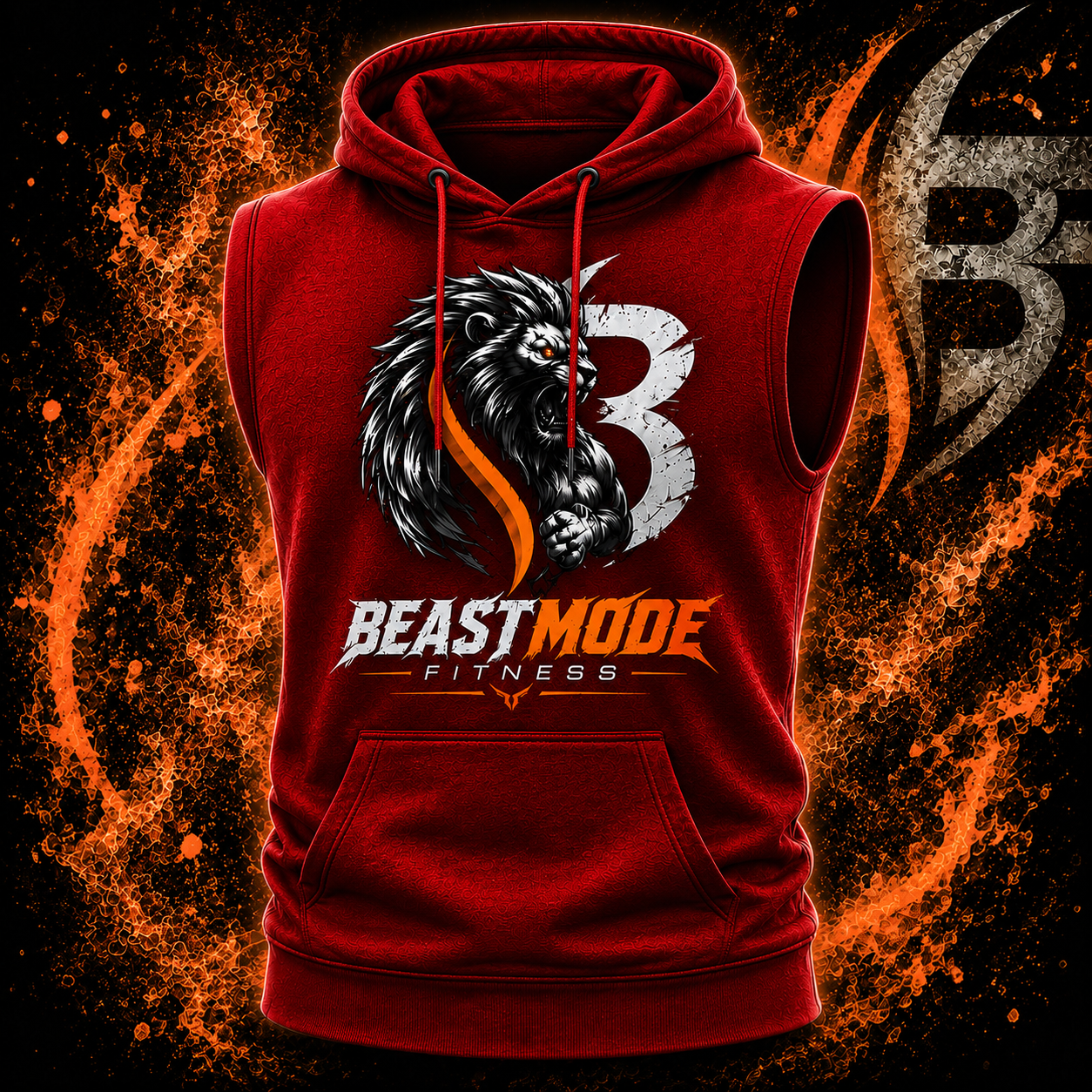 Red Sleeveless Fitness Hoodie