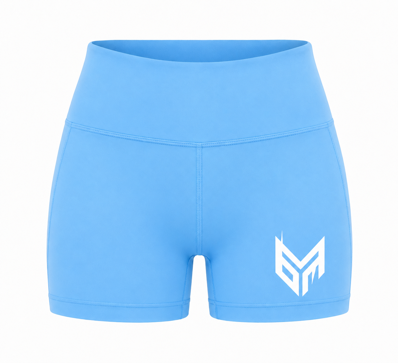 Sky Blue and White Activewear Shorts