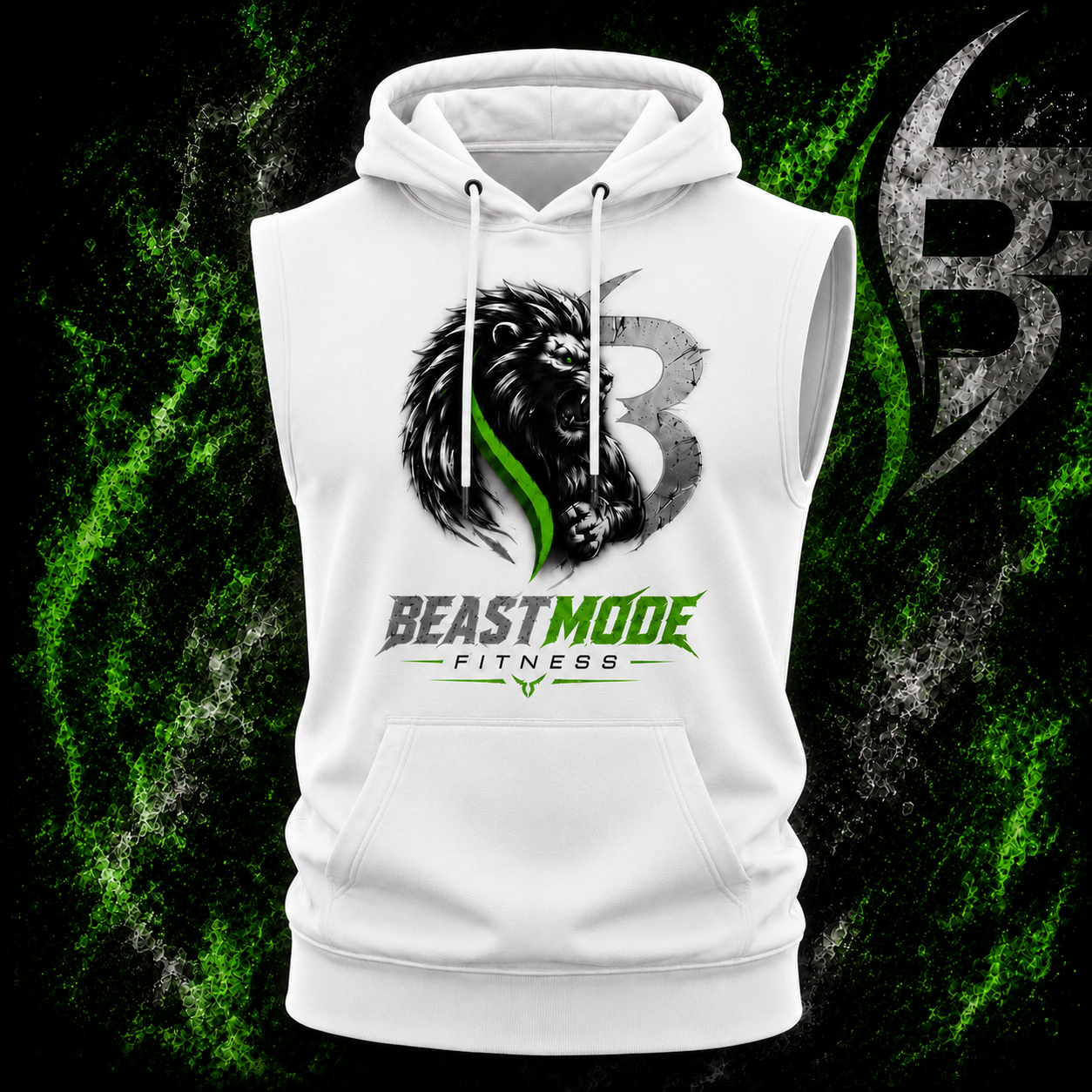 White Sleeveless Fitness Hoodie