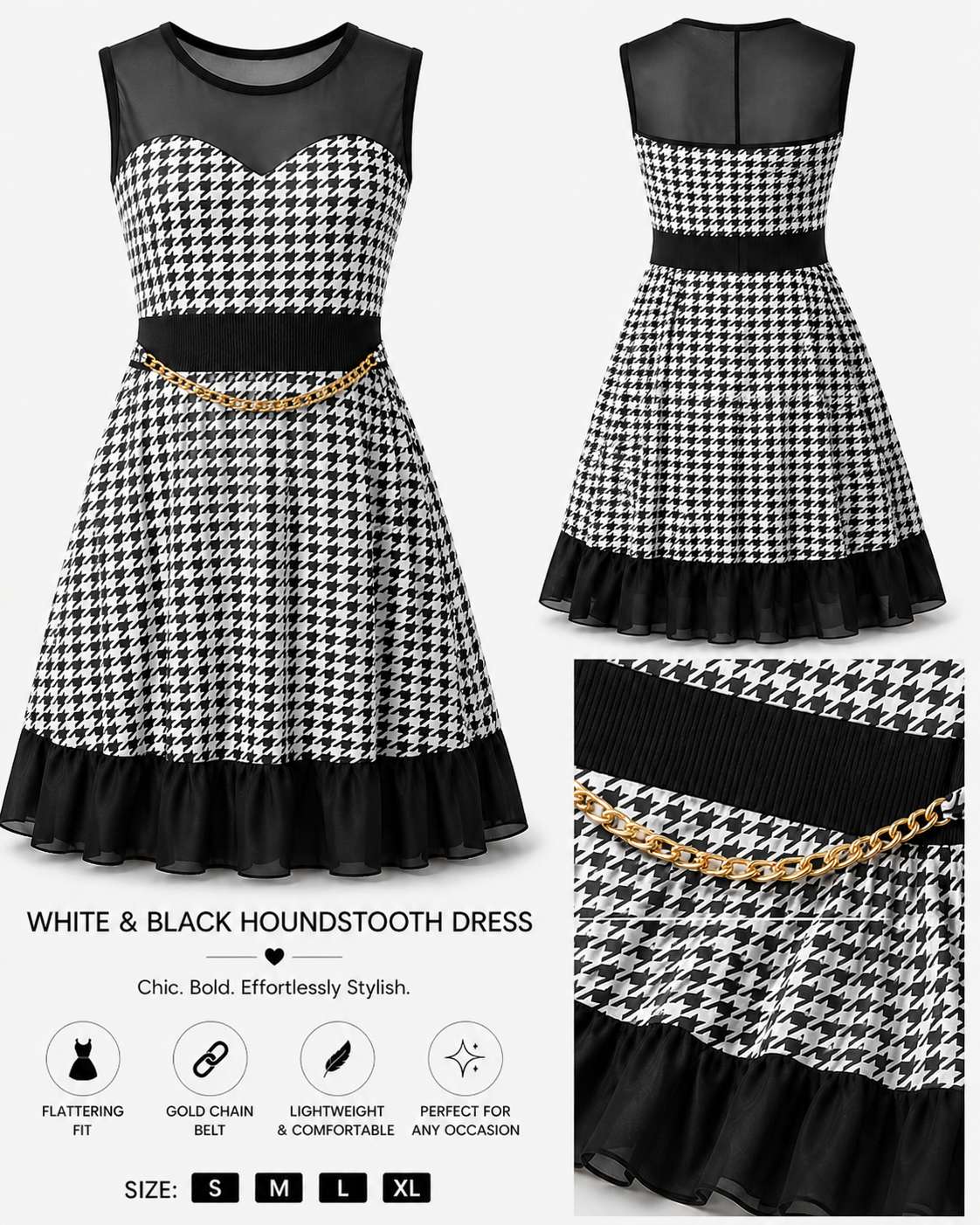 Houndstooth Fit & Flare Dress